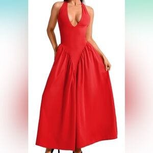 Deep V Neck Maxi Dress
